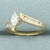 Marquise and Baguette Diamond Engagement Ring in 14k Yellow Gold