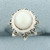 Vintage Cultured Akoya Pearl Crown Ring in 14k White Gold