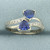 Sapphire and Diamond Bypass Ring in 10k White Gold