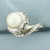 Unique Akoya Pearl Spiral Design Ring in 14k White Gold