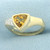 Bezel Trillion Citrine and Diamond Ring in 14k Yellow Gold