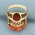 Antique Carved Red Coral Pinky Ring in 10k Rose Gold