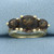 Brazilian Smoky Quartz 3-Stone Ring in 14k Yellow Gold.