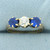 Antique Old European Diamond and Spinel 3-Stone Ring in 14k Yellow Gold