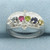 Multi Gemstone and Diamond Ring in 10k White Gold
