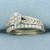 Diamond Flower Design Engagement and Wedding Ring Bridal Set in 10k White Gold
