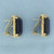 Large Amethyst and Diamond Halo Earrings in 14k Yellow Gold