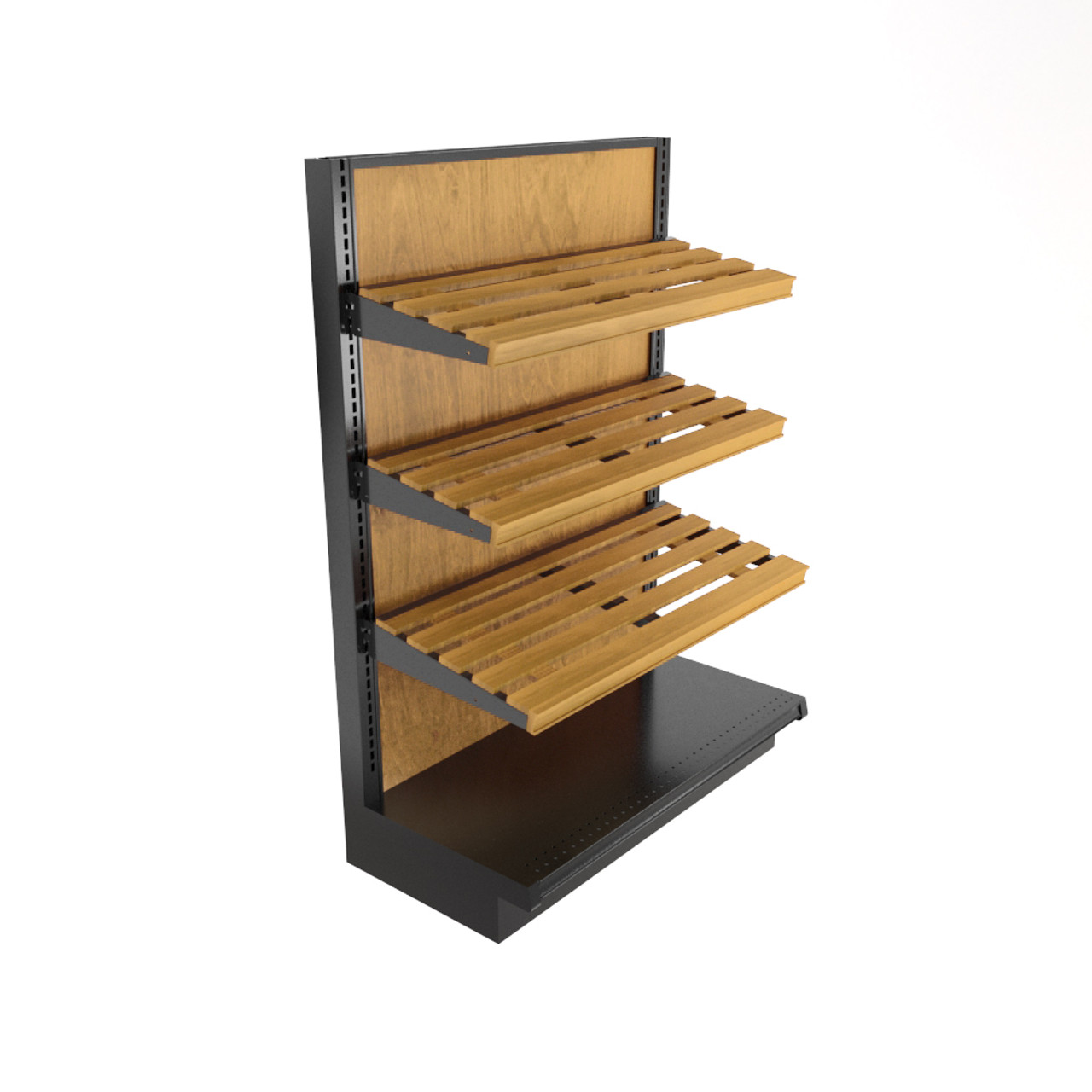 Bakery Wall Display Racks for Sale With Wood Slat Shelves & Bins