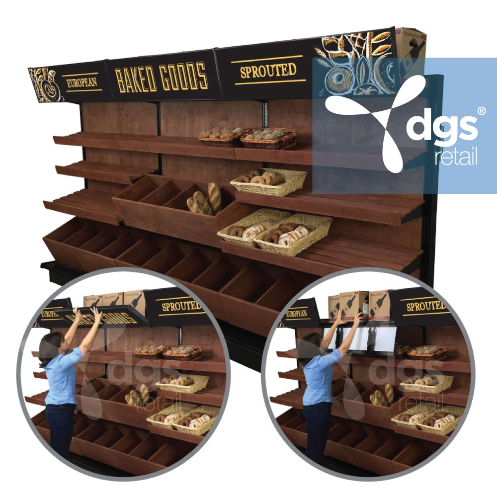 Store Shelving Header Sign Holder For Gondola | DGS Retail