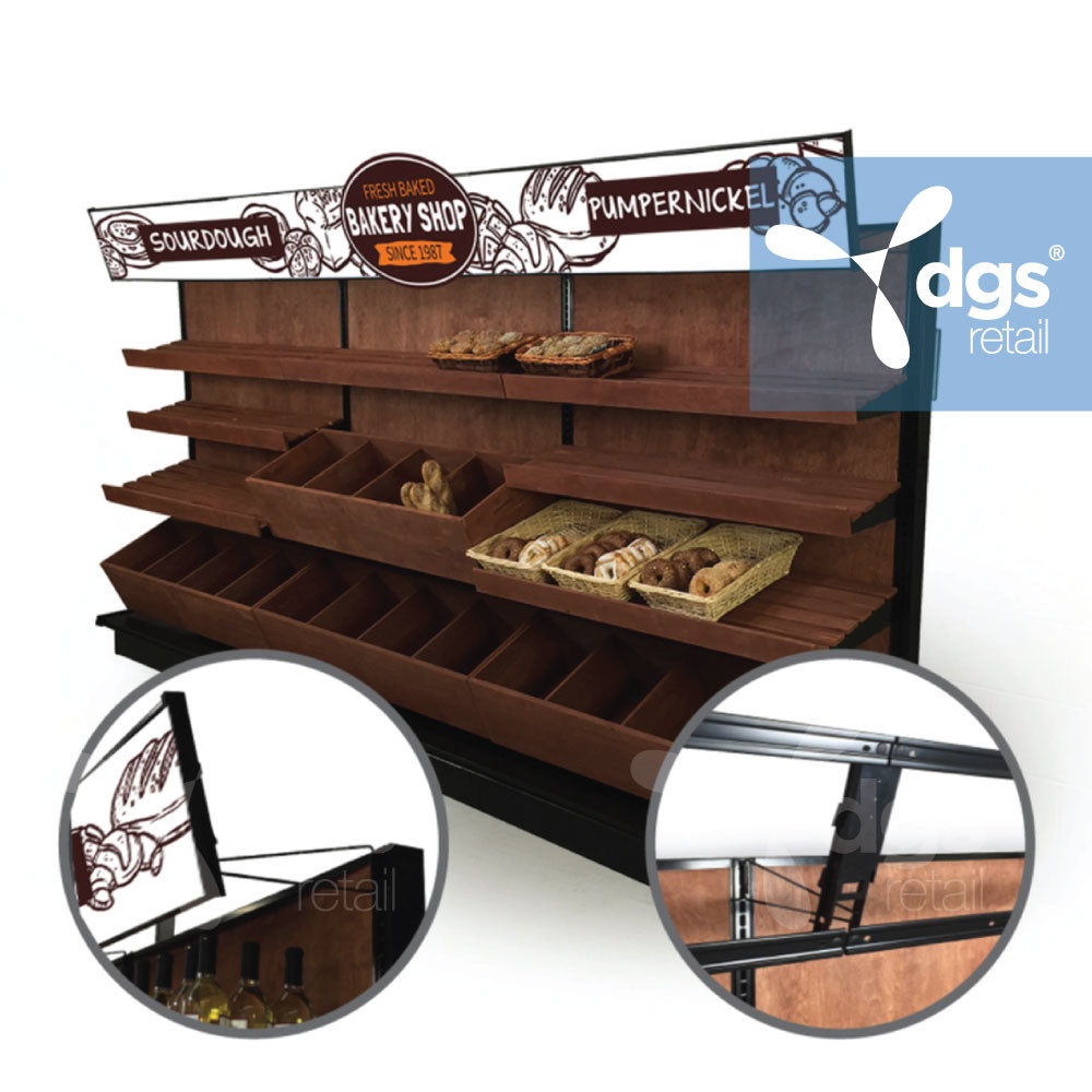 Best Gondola Shelving Topper Header Sign Holder DGS Retail