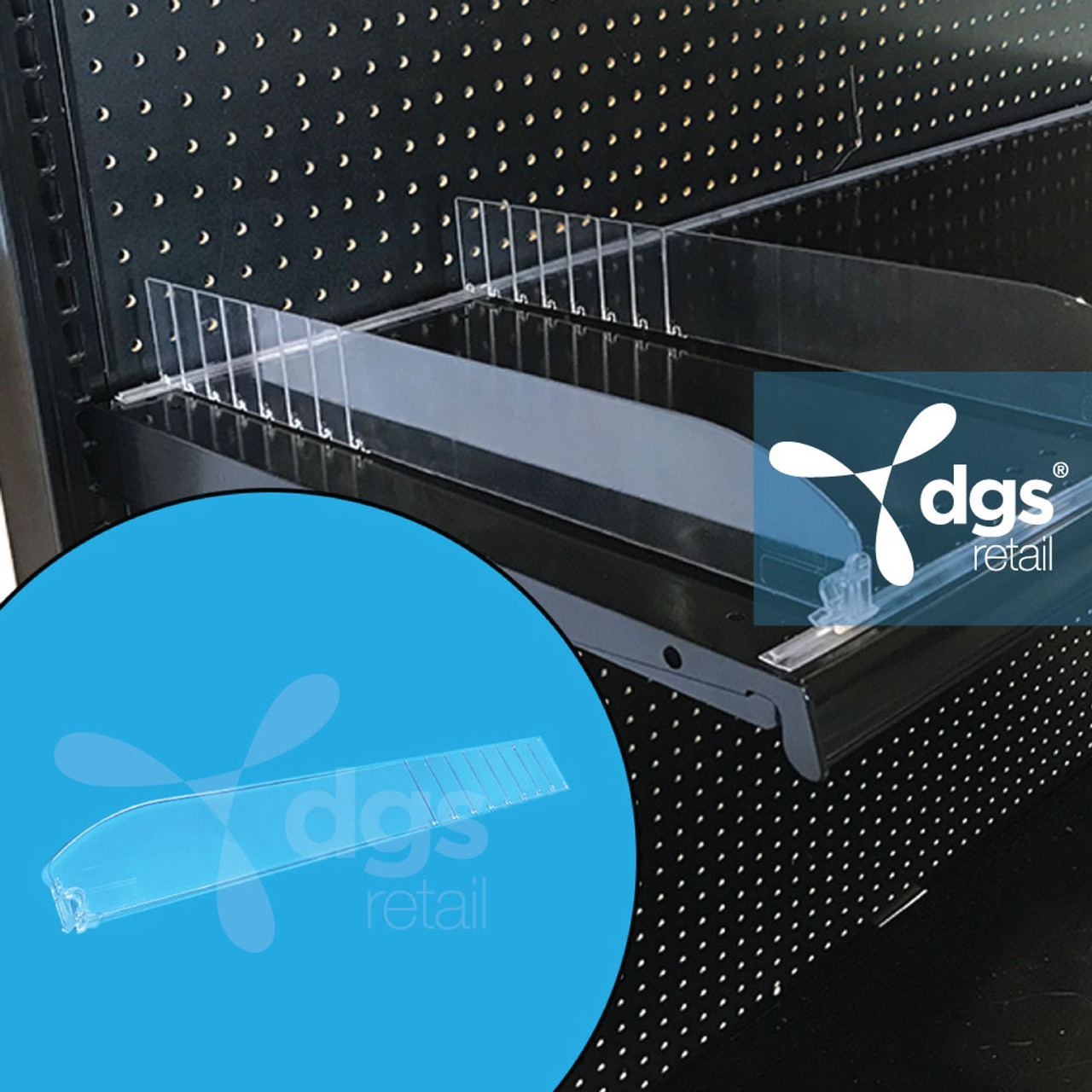 Gondola Shelving Dividers Clear Plastic Shelf Management DGS Retail