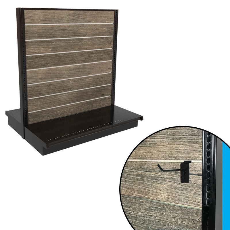 Weathered Barnwood Slatwall Gondola Shelving Units DGS Retail