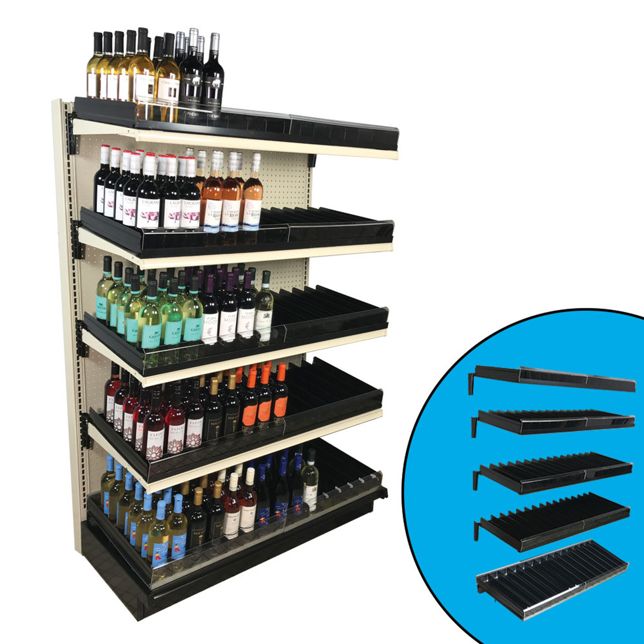 Gravity Shelf Kit For Gondola Liquor  Wine Bottles DGS Retail