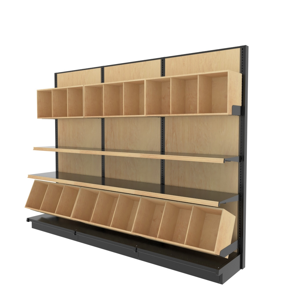 Commercial Wood Gondola Shelf Wall Unit With 15 Shelves DGS Retail