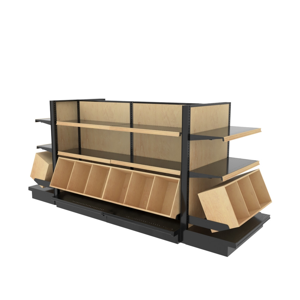 Commercial Wood Gondola Rack With 24 Shelves On Sale DGS Retail