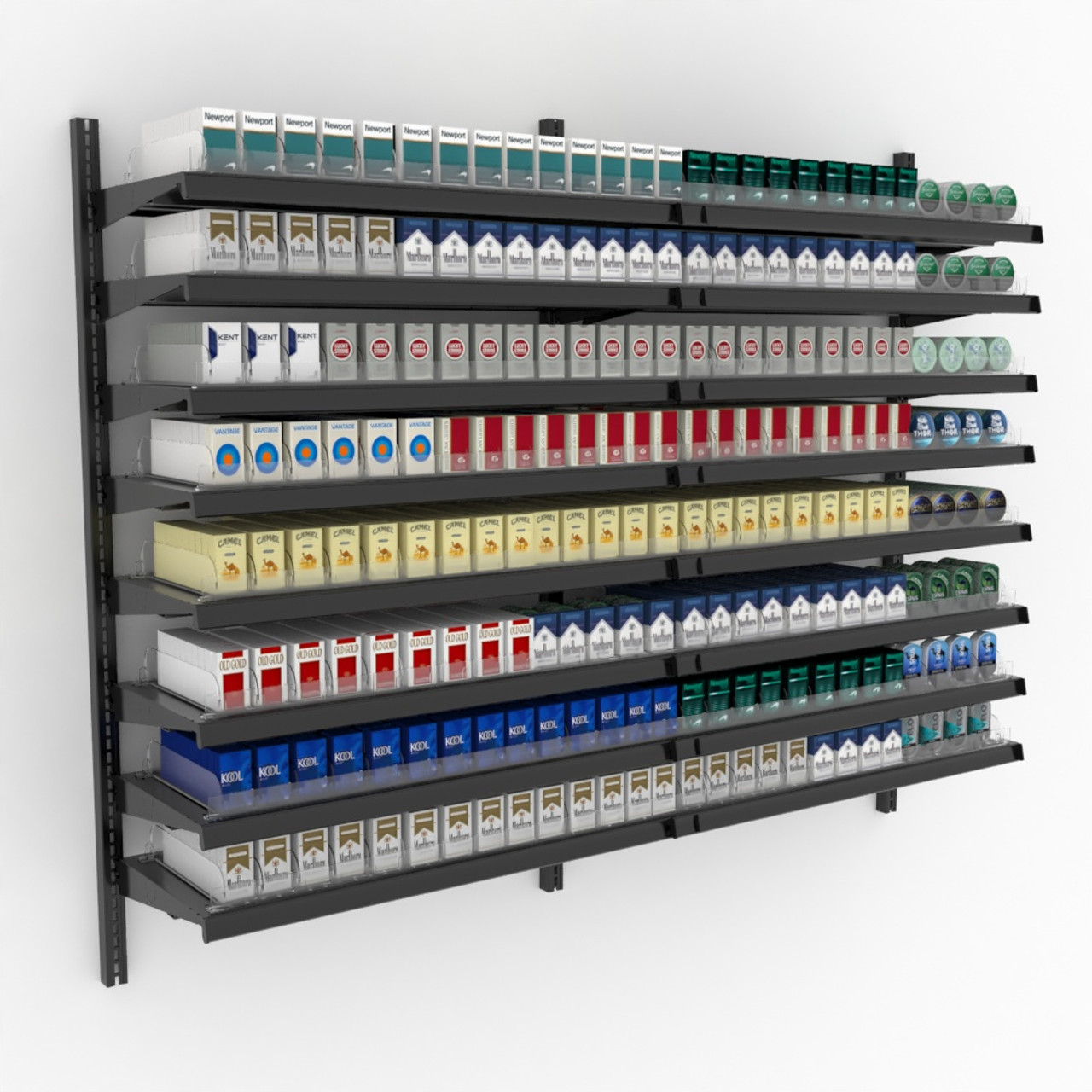 CostSaver Cigarette Display Rack With Pushers, 16 Shelves 72W 60H DGS