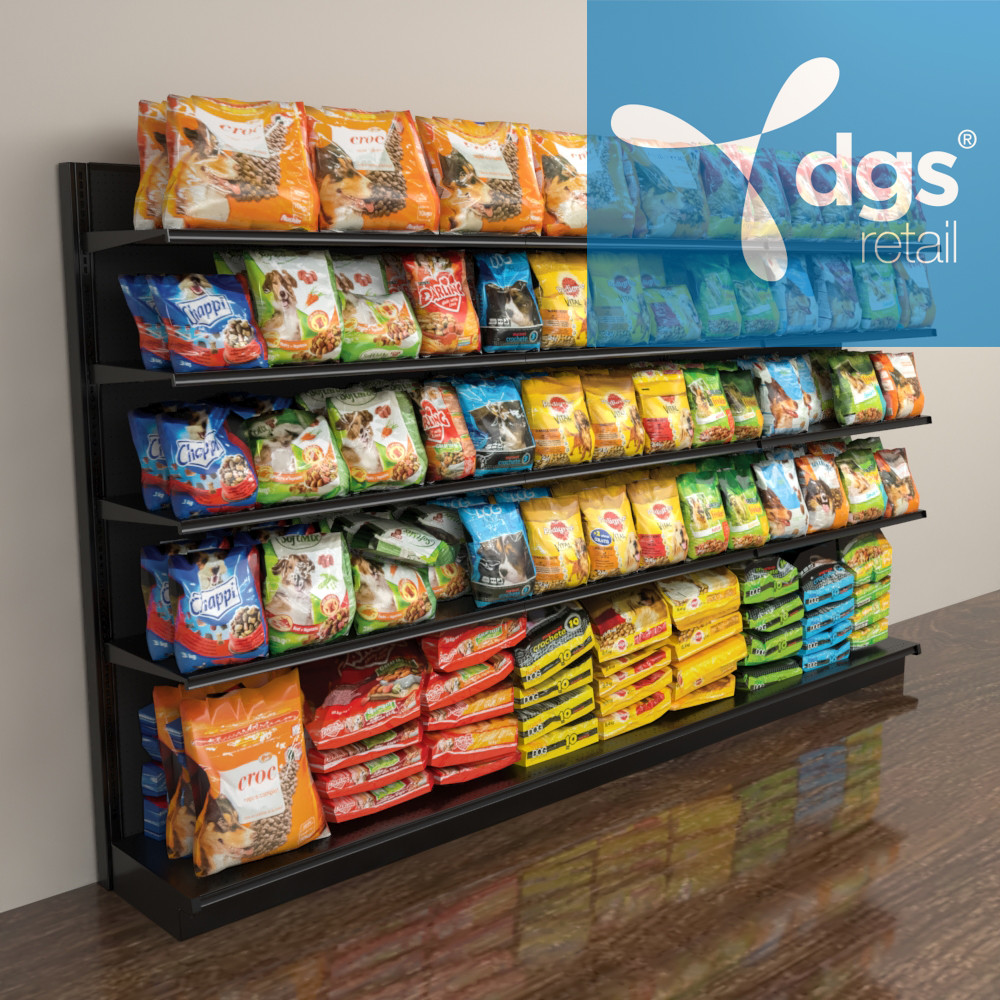 Black Lozier Gondola Wall Display With 15 Shelves On Sale DGS Retail