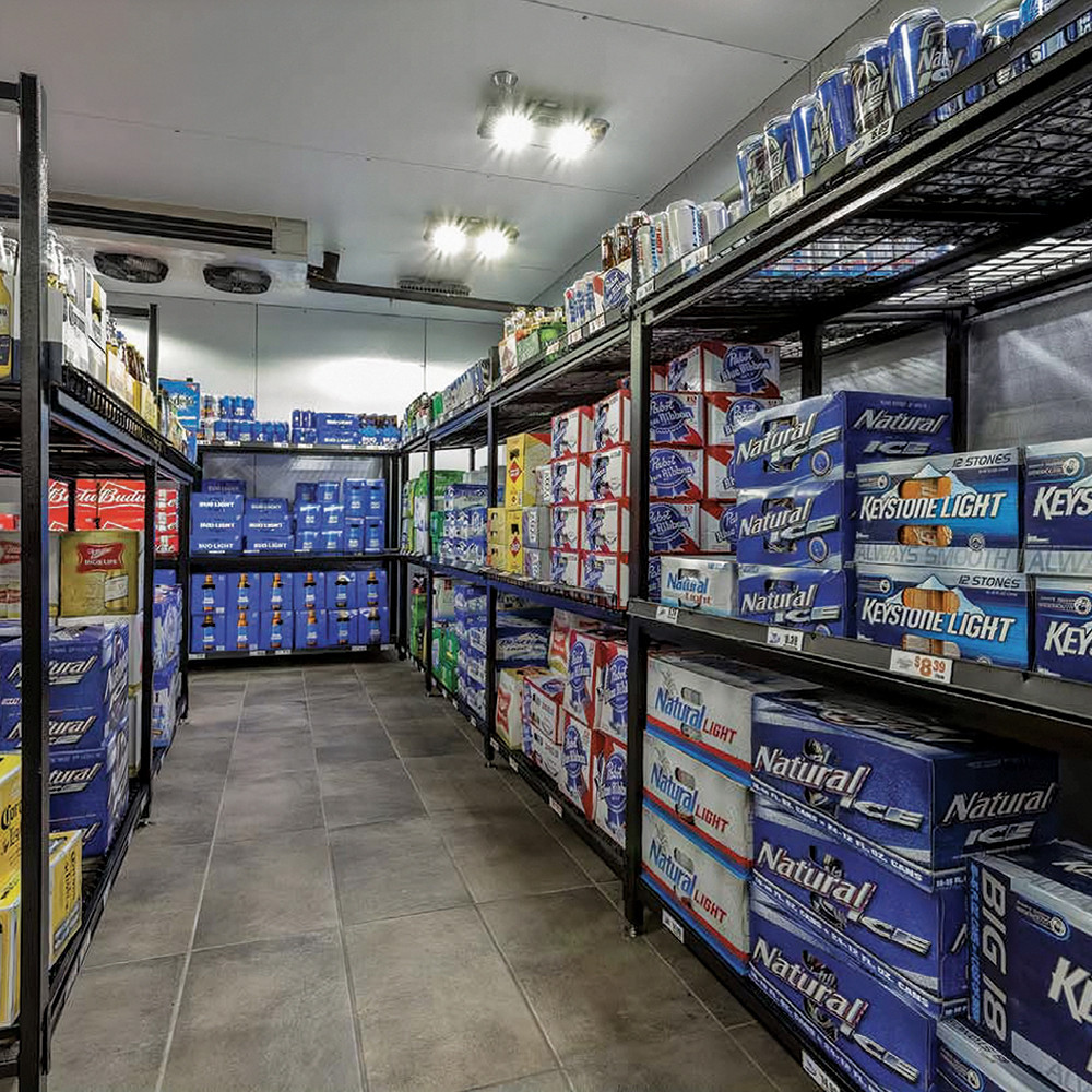 Heavy-Duty Gravity Shelf Walk-In Cooler Beer Cave Display | DGS Retail