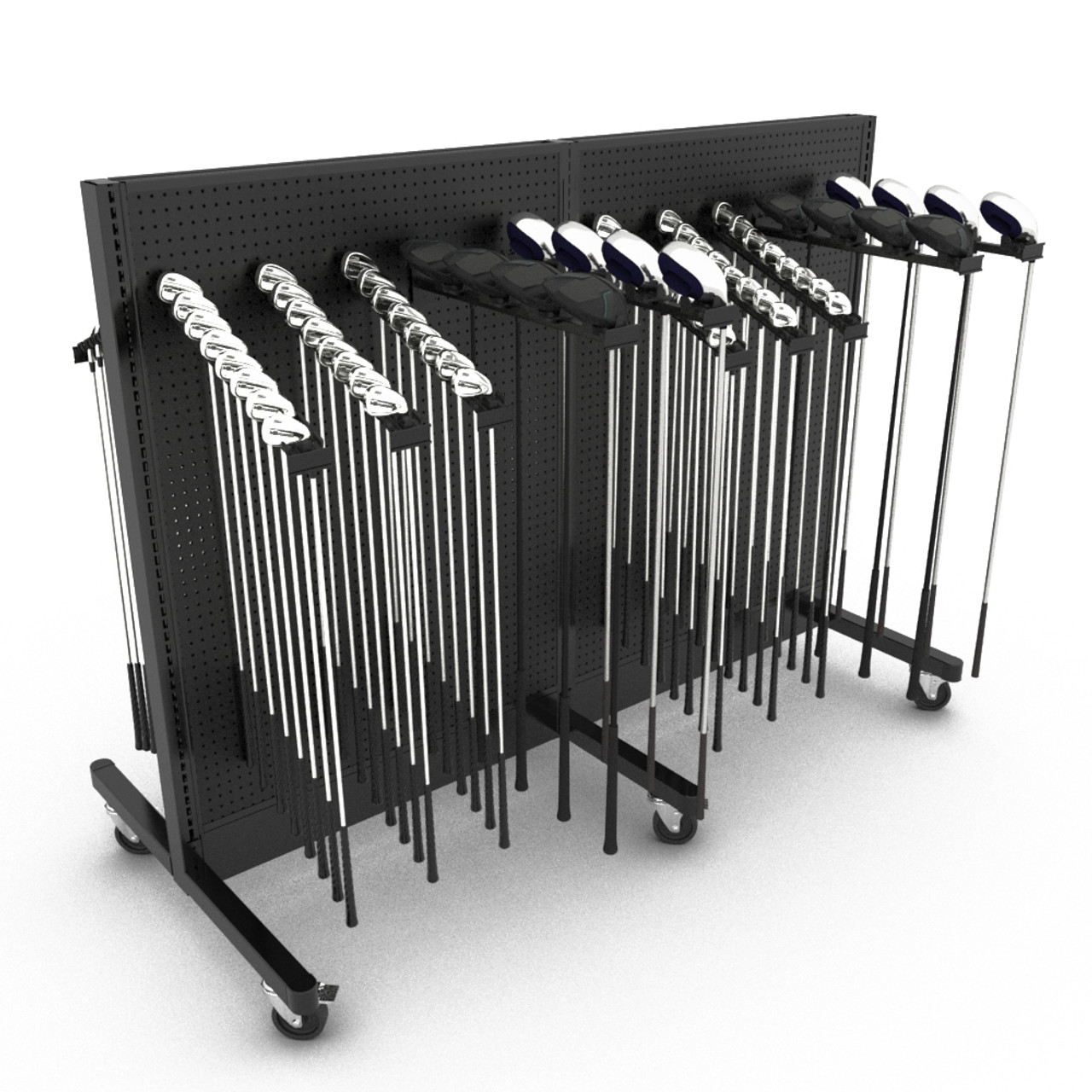 ClubExhibit Essential Rolling Mobile Golf Club Display Rack for 128 Clubs