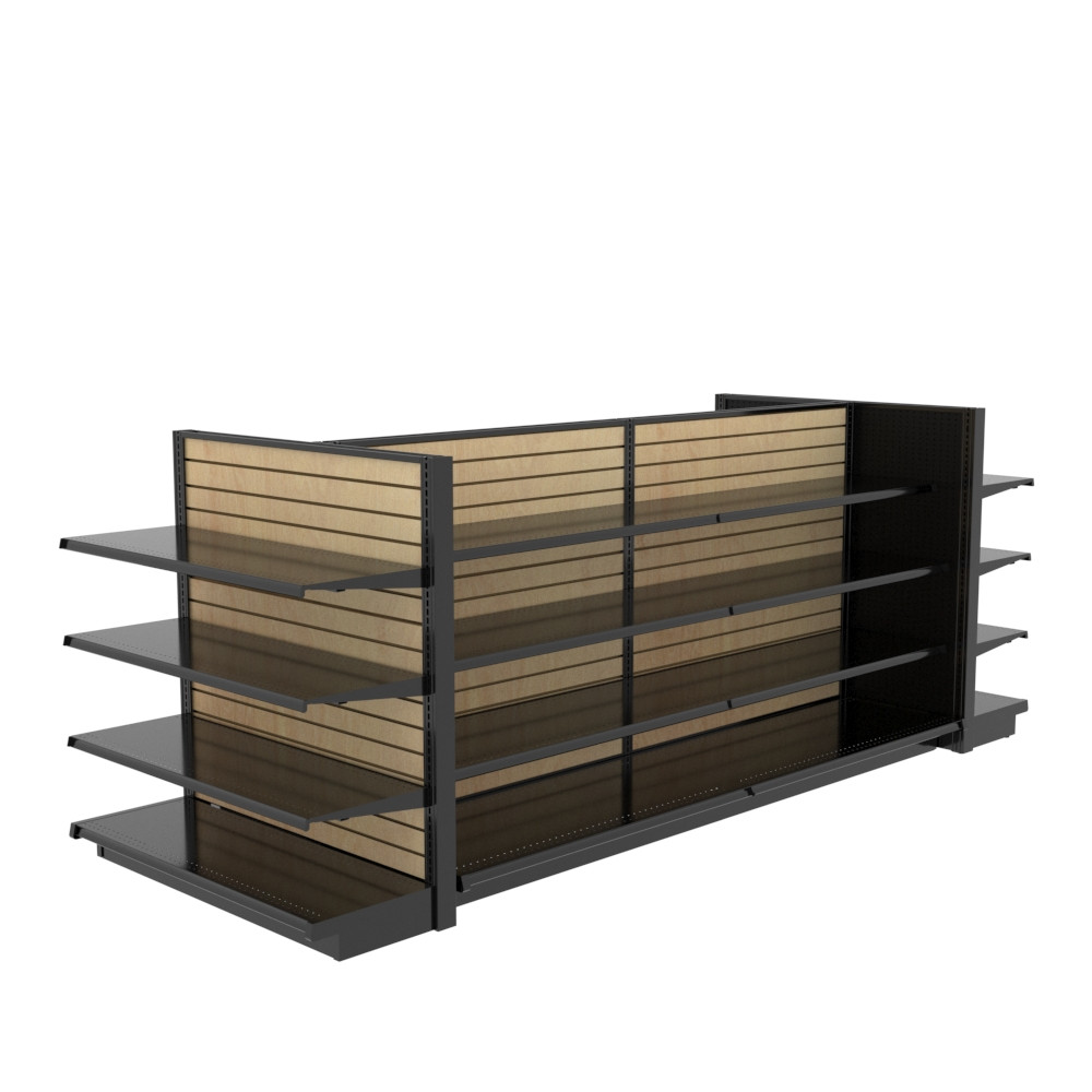 12ft Wide Wood Slatwall Gondola with Shelves Compact Retail Display