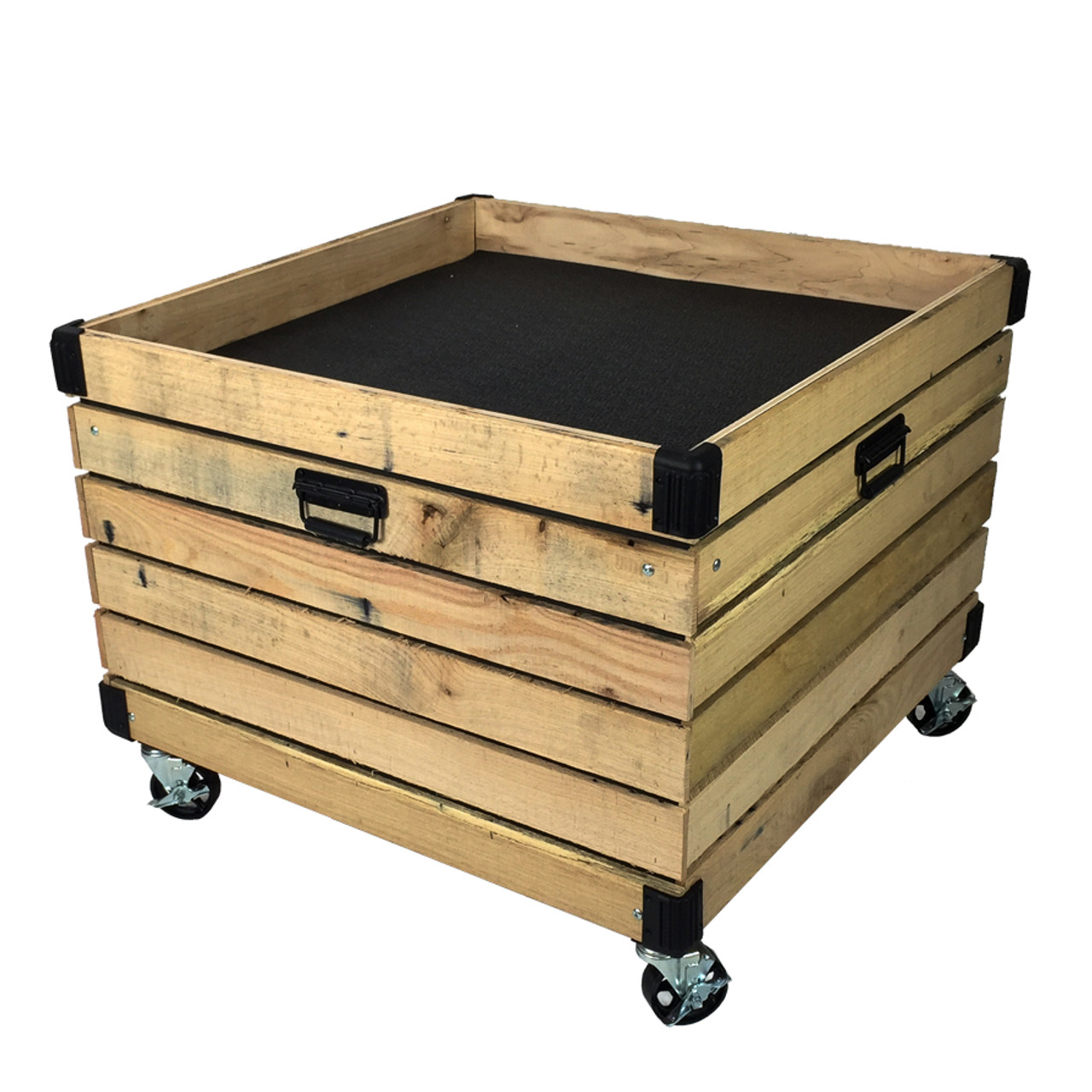 Orchard Produce Display Bin 4' x 4' with Liner and Casters - Wood Grain  Plastic