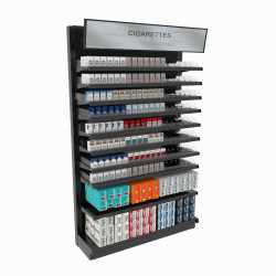 TobacPro Cigarette Display Rack 10 Shelves, Adjustable Spring Pushers 48W 84H