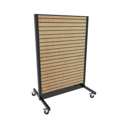 Lozier Mobile Gondola Starter, Black and Wood Slatwall 48W 72H 16D