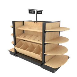 Bakery Bread Display, Wall Rack With 8 Wood Shelves 84H 96W