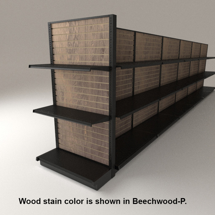 Black End Cap Gondola Shelving Wood Slatwall DGS Retail