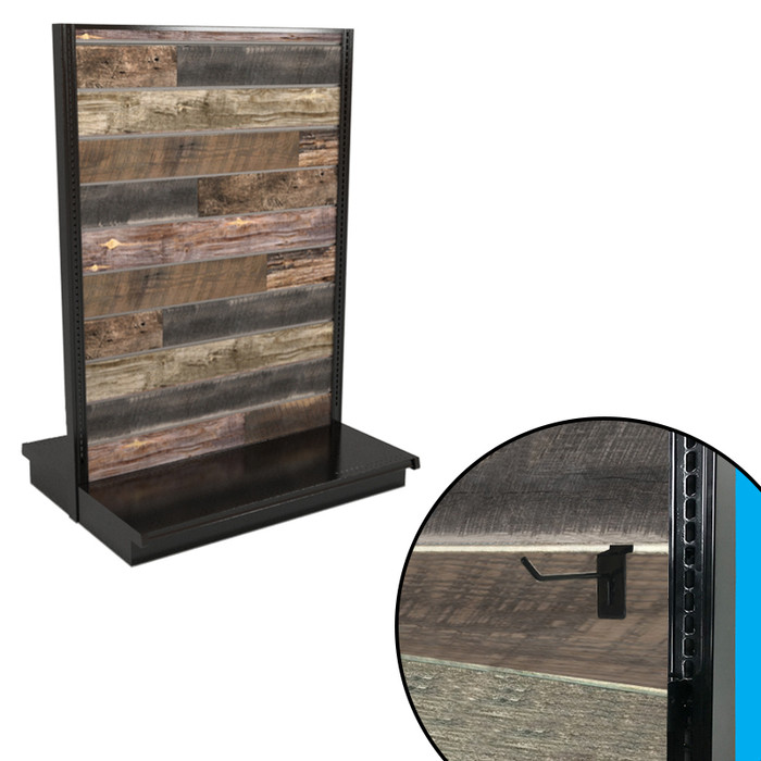 Reclaimed Wood Slatwall Gondola Shelving Units DGS Retail