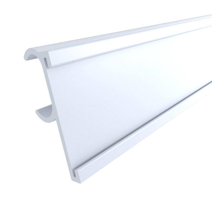 Double Wire Cooler Shelf Tag Holder White, 21 1/2" x 1 3/16"