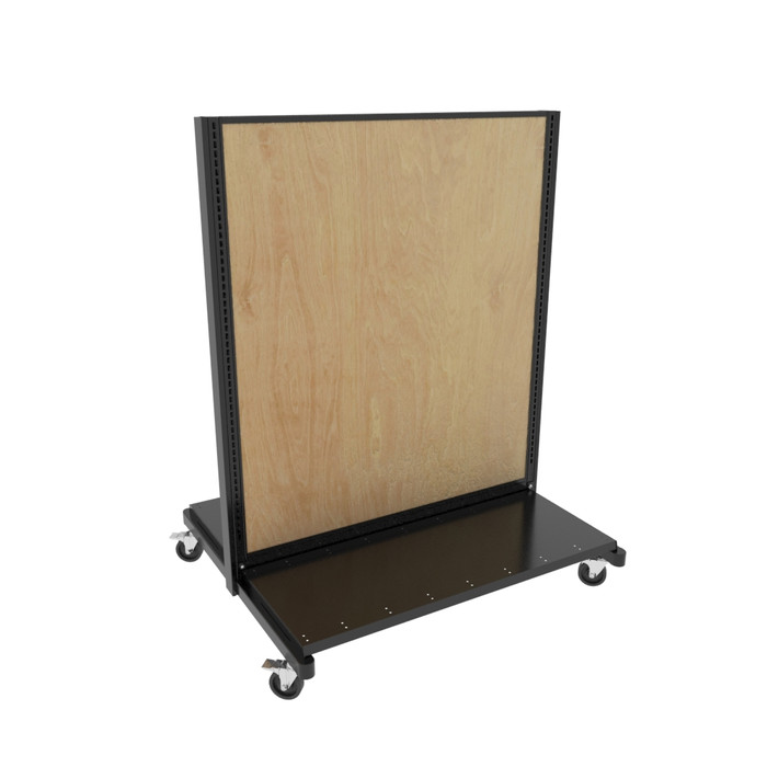 Lozier Mobile Gondola Starter, Black With Wood Back 48W 60H 19D w/Base
