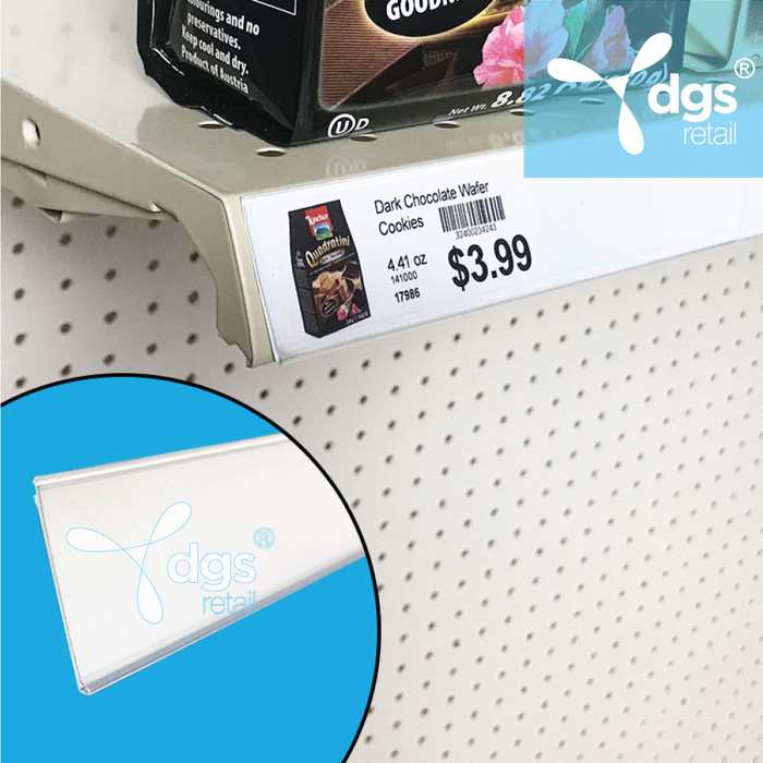 White Plastic Extra Duty Shelf Label Holder With Self-Adhesive Back - 1  1/4H x 47 7/8L