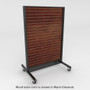 Rolling slatwall gondola shown in dark wood stain.