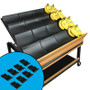 Produce display banana riser, shown a set of 8 risers and with bananas on top of combined unit to show how they stack.