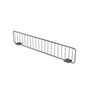 Wire gondola shelf dividers at 3 inches high shown attached to 16-inch-deep retail shelf.