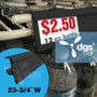 Black label c-channel price tag molding shown on beverage cooler shelving.