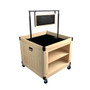 Classic Wood Display Bin With 4 Shelves, Casters & Chalkboard Sign