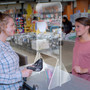 personal freestanding plastic sneeze guard for checkout reception counter desk