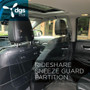 Plastic partition sneeze guard for rideshare Uber, Lyft & Taxi that's manufactured by DGS Retail