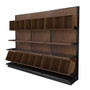 Wood Gondola Shelving Wall Unit With 15 Shelves & Bins, 9ft Wide