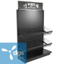 wire basket shelf for gondola shelving used on a retail gondola shelving system for a store display
