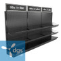 continuous wire basket display on a Lozier gondola shelving unit in a retail store
