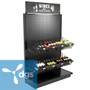 wire basket shelf for gondola shelving used on a retail gondola shelving system for a store display with wine bottles