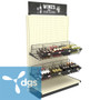 wire basket shelf for gondola shelving used on a retail gondola shelving system for a store display with wine bottles