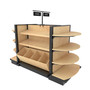 Wood Bread Display Store Fixture, Gondola Island, 14 Shelves 8ft L