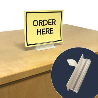 Retail Sign Holder, Plastic Gripper w/Adhesive, 1L