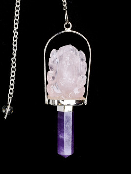 Rose Quartz Ganesh with Amethyst Pendulum