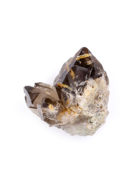 Epidote in Smoky Quartz