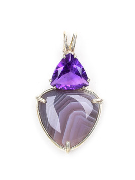 Banded Agate and Amethyst Pendant